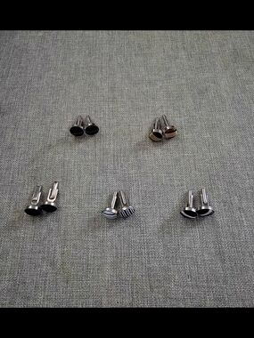 Men's Silver and Black Cufflink Set - Classic Stainless Steel Design
